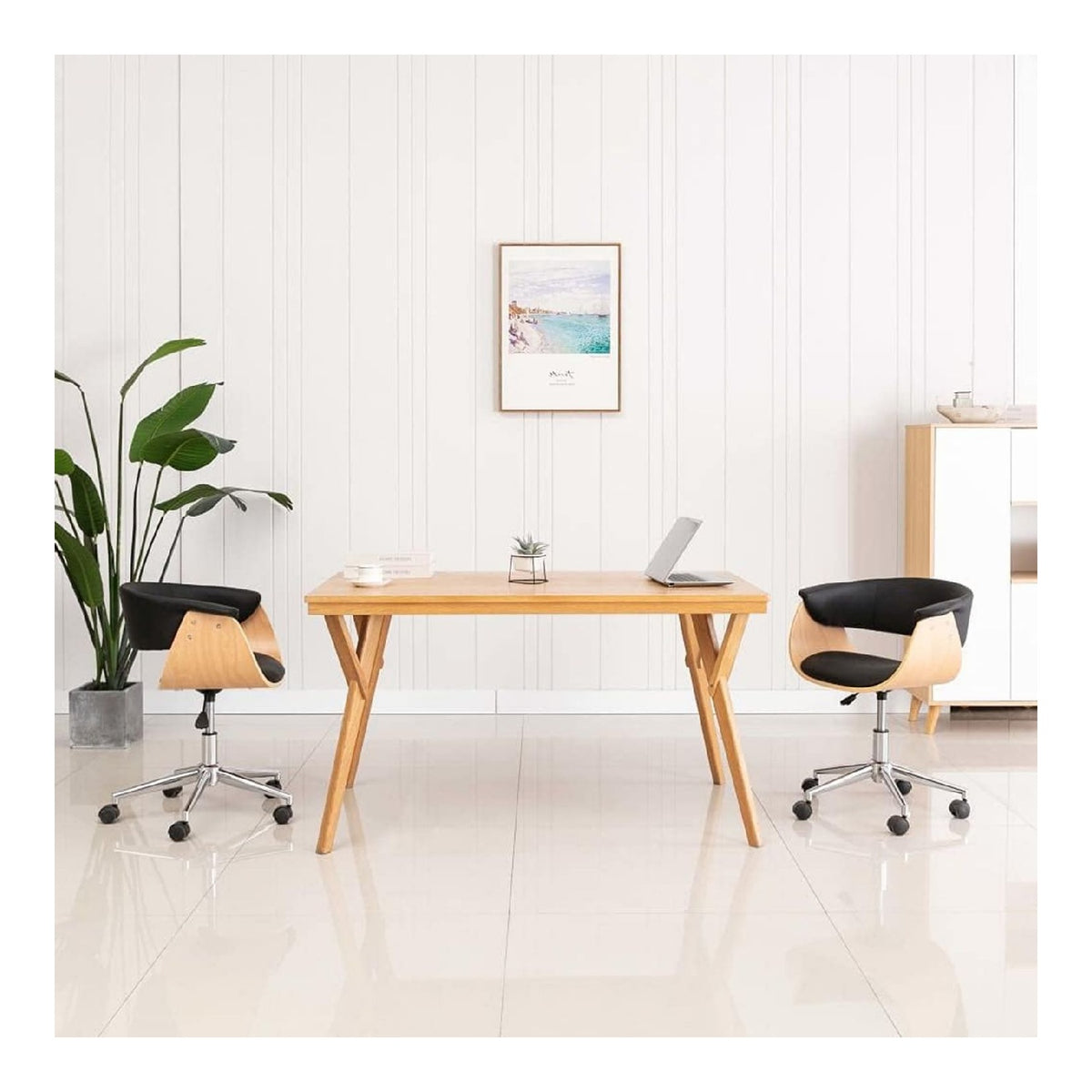 Drehbarer Esszimmerstuhl Schwarz Bugholz und Kunstleder 360 Grad Schwenkbar mit Hohenverstellbarer Gasfeder fur Wohnzimmer Schlafzimmer Lounge Buro Bequem Langlebig Modern