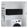 Schwarzer Wandschrank, 100 x 36,5 x 35 cm, modernes Design mit Schlie fachern, Holzwerkstoff-Aufbewahrungslosung