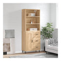 Highboard Sonoma-Eiche 69,5x34x180 cm Holzwerkstoff Standregal Schrank mit Metallfu en viel Stauraum Wohnzimmer Kuche Flur Buro langlebig stabil