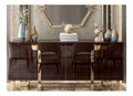 Luxus Art Deco Sideboard Dunkelbraun/Gold 220 x 55 x H. 90 cm - Edler Schrank mit 4 Turen - Art Deco Wohnzimmer Mobel