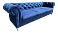 Meble Ares Chesterfield Sofa Prima - Kleines Sofa - Bequeme Couch - 3-Sitzer Sofa - Modernes Design - Stoff - Dunkelblau