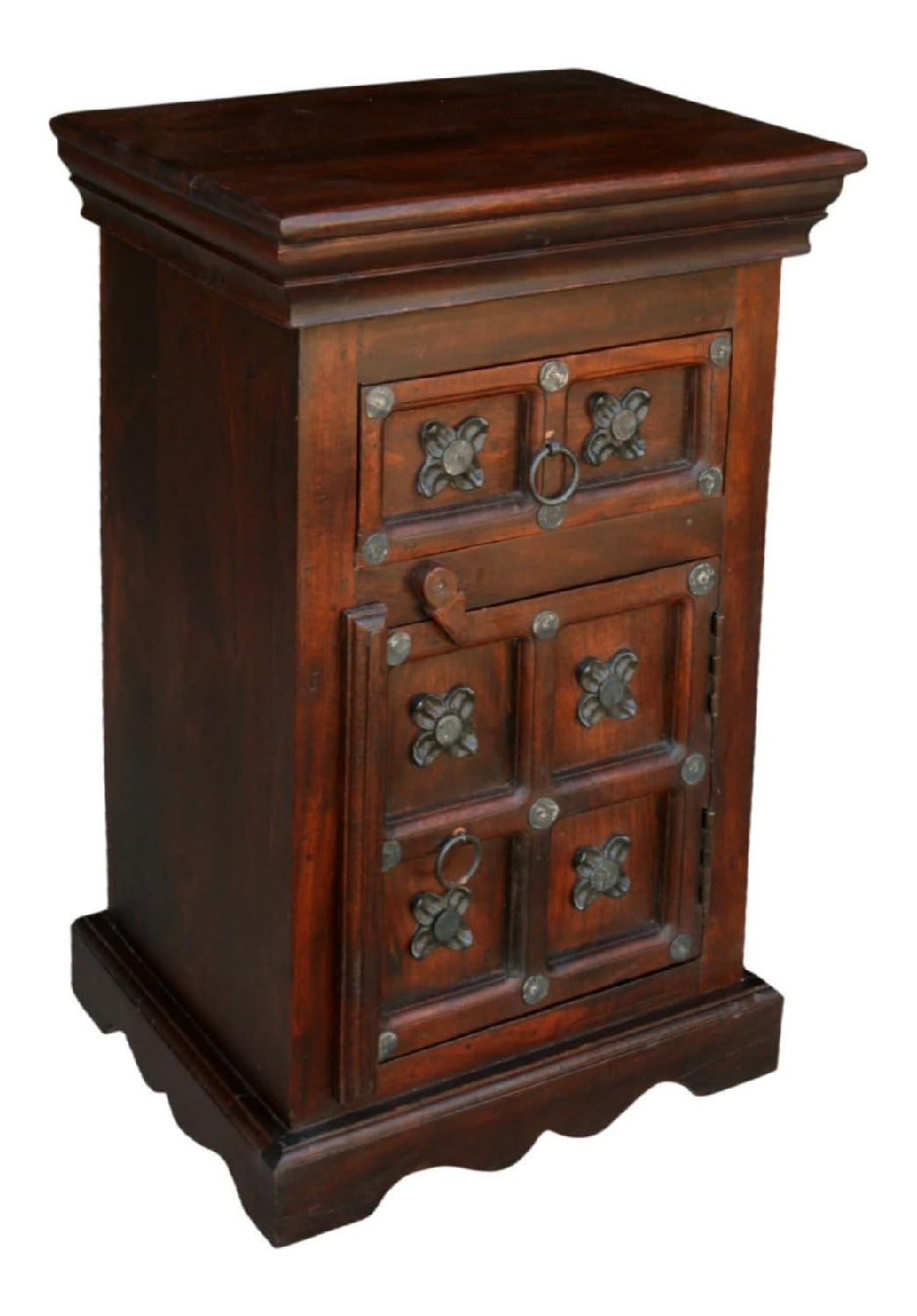 Kolonialstil-Beistellschrank, Kommode, Nachttischschrank, R872 dunkel