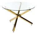 Moderner runder Esstisch mit Glasplatte 110 cm goldener Metallfu Butler