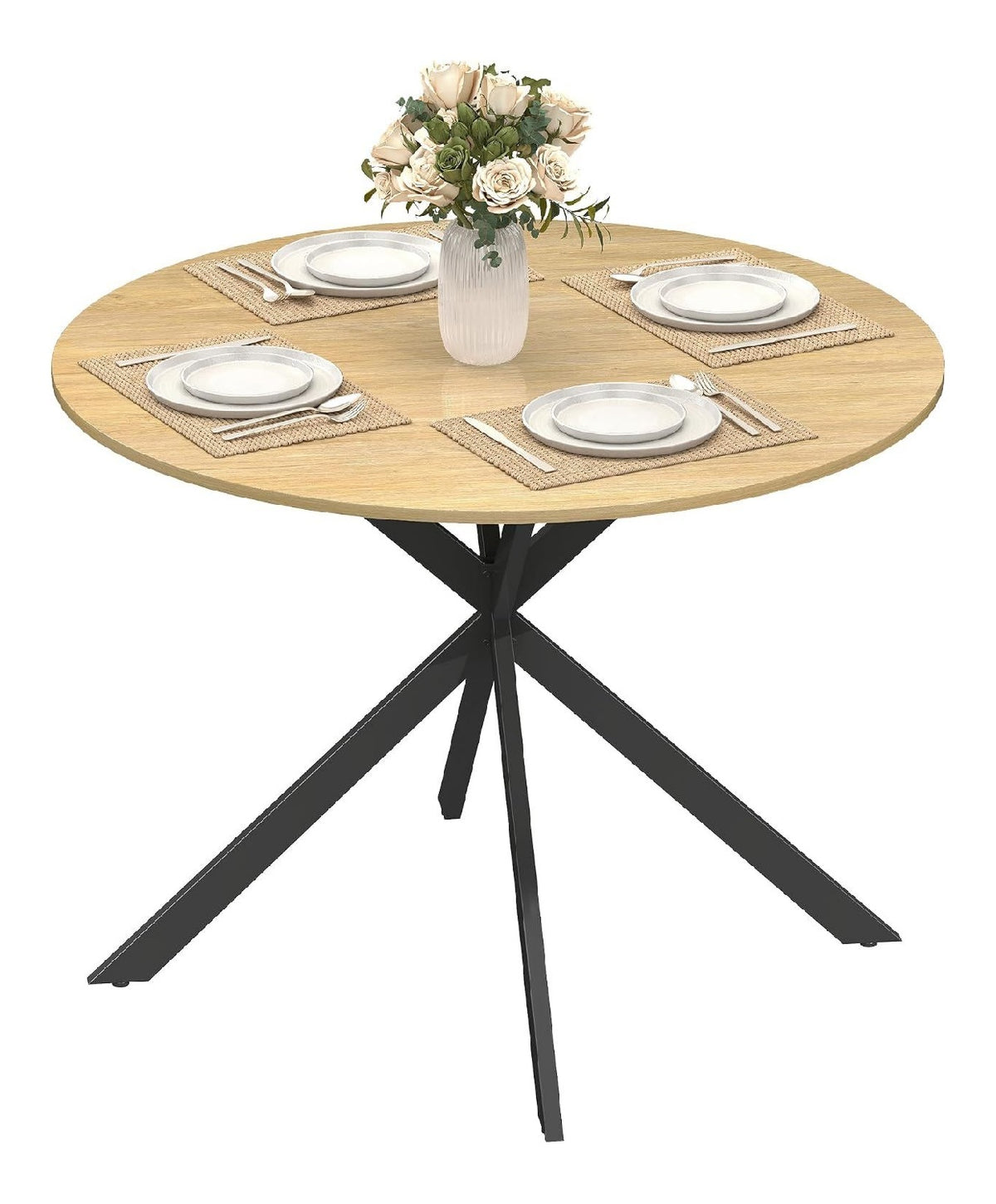 Esstisch fur 4 Personen im Industriestil, 100 cm, Eiche