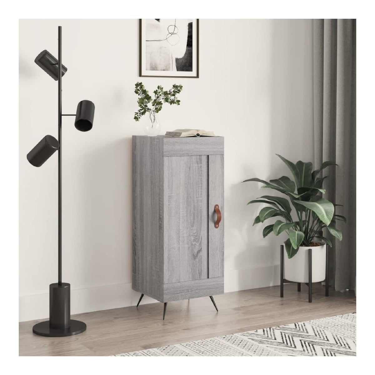 Kuchenschranke Buffet 34,5 x 34 x 90 cm Grau Sonoma Holz Mehrschichtig Multifunktionaler Schrank Praktische Seitentur Gro er Stauraum fur Gegenstande des taglichen Gebrauchs