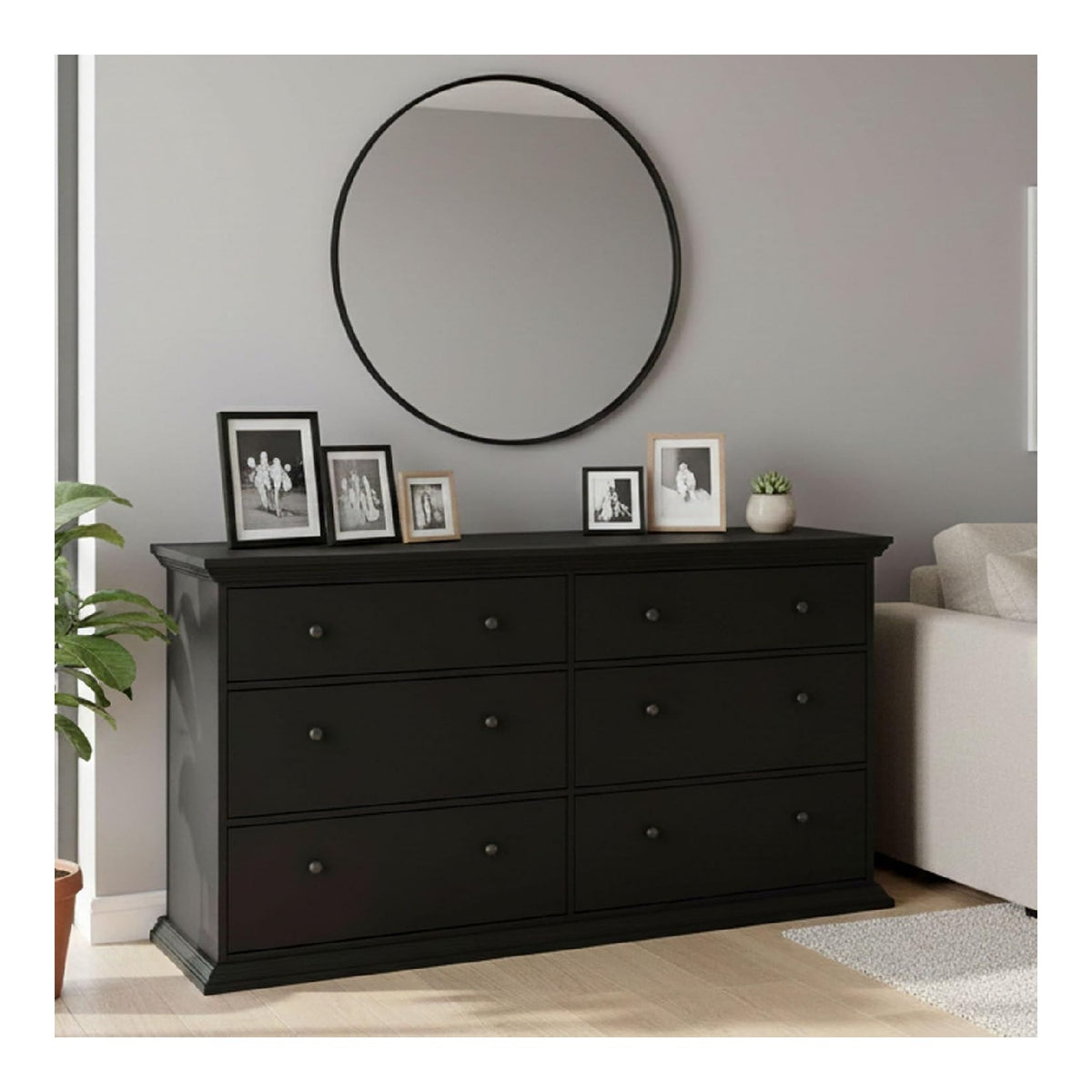 Kommode Gladys, Wohnzimmerbuffet, Wohnzimmer-Sideboard, Moderne Kuchen-Speisekammer, 163x52 h88 cm, Schwarz
