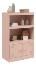 Sideboard mit 2 Ablagen und 2 Turen Kommode Metallschrank Beistellschrank Anrichte Wohnzimmerschrank Aufbewahrungsschrank Mehrzweckschrank Aktenschrank Schrank Rosa 67x39x107 cm Stahl