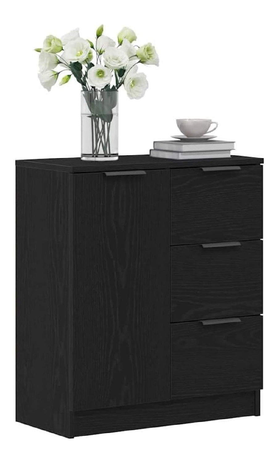 Sideboard 4 Turen Eiche Schwarz 60 x 30 x 70 cm Holz mehrschichtig