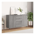 Sideboard Grau Sonoma 101,5x35x70 cm, Holzwerkstoff, Modernes Buffet mit Stauraum, Langlebiger Kuchenschrank, Wohnzimmer Kommode mit Eisenbeinen