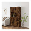 Highboard Rauchereiche Holzwerkstoff Sideboard mit viel Stauraum, Kuchenmobel und Wohnzimmerschrank, 80x33x150 cm, Kuchen- und Esszimmer Schrank, platzsparend und langlebig