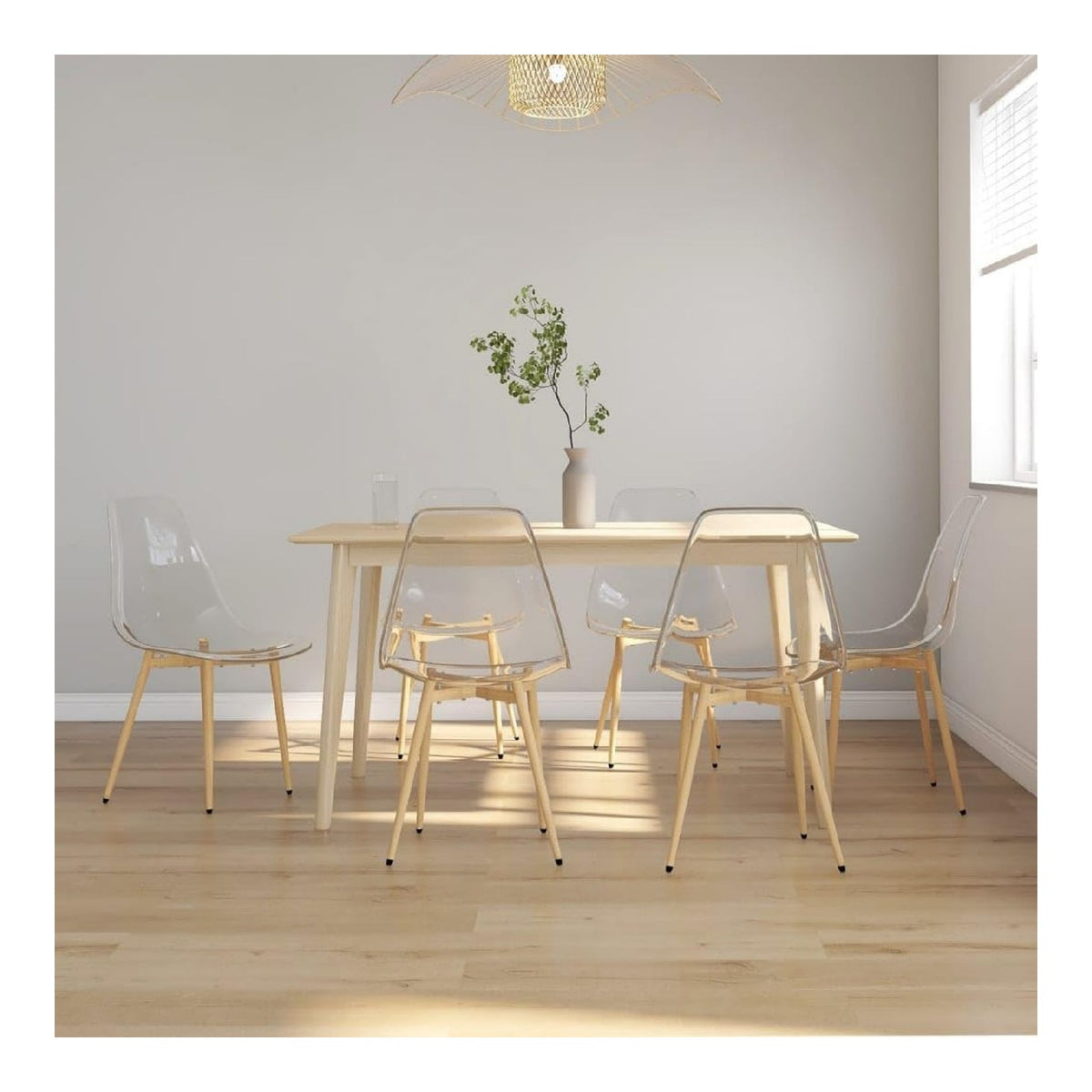 Transparente Esszimmerstuhle aus PET 6 STK. mit transparenter Sitzflache und stabilen Kuchenstuhlen inklusive Stuhlbeinkappen fur sicheren Stand