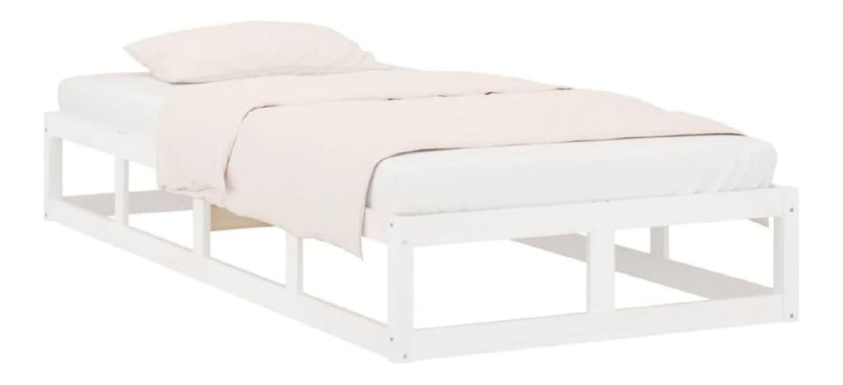 Massivholzbett Bettgestell Bett Holzbett Einzelbett Bettrahmen mit Lattenrost Schlafzimmerbett Schlafzimmermobel Wei 75x190cm