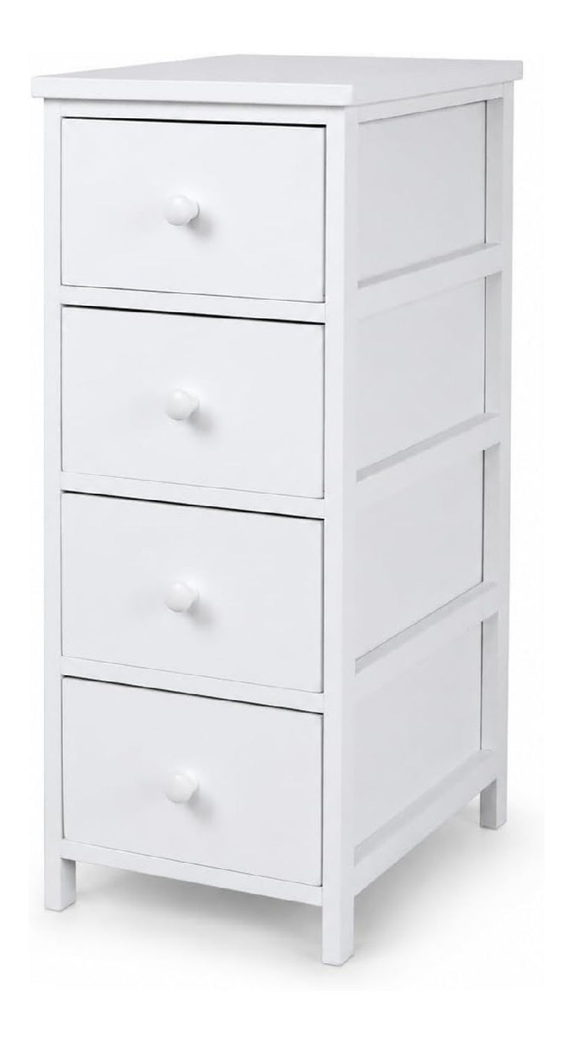 Kommode mit 4 Schubladen, Kiefernholz und MDF, wei , 28 x 37 x 70 cm