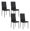 Esszimmerstuhle 4er Set, Stuhle Kuchenstuhle bequem, Essstuhle mit hoher Ruckenlehne Metallbeinen, Schminkstuhl Polsterstuhl, fur Esszimmer Kuche Wohnzimmer, Kunstleder, Schwarz, EZS46sz-4