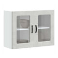 Hangeschrank mit Tur Wandschrank Kuchenmobel Geraumiger Kuchenschrank mit Viel Stauraum Aufbewahrungsschrank Betongrau 80x31x60 cm Holzwerkstoff und Glas