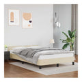 Bettgestell mit Kopfteil Kunstleder Familienbett Schlafzimmermobel Inneneinrichtung Schlichte und Saubere Optik Creme 207x126x50 cm