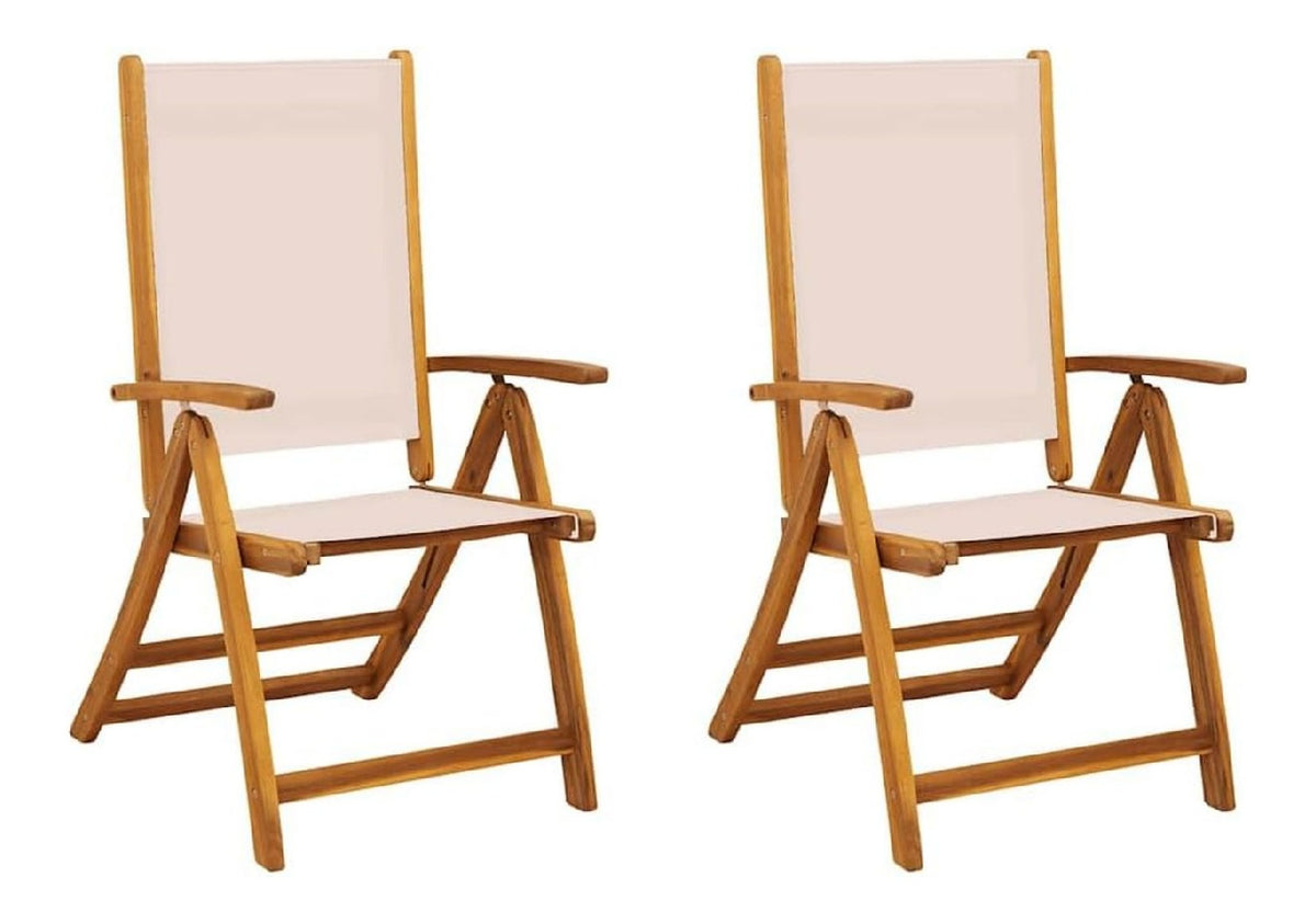 Klappstuhle, 2 Stuck, Massivholz Akazie und Textilene