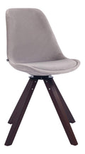 Esszimmerstuhl Troyes Samt Square Mit Hochwertigem Sitzpolster I Lehnstuhl Mit Stabilem Holzgestell I Drehbar I Sitzhohe 48 cm, Farbe:grau, Gestell Farbe:walnuss