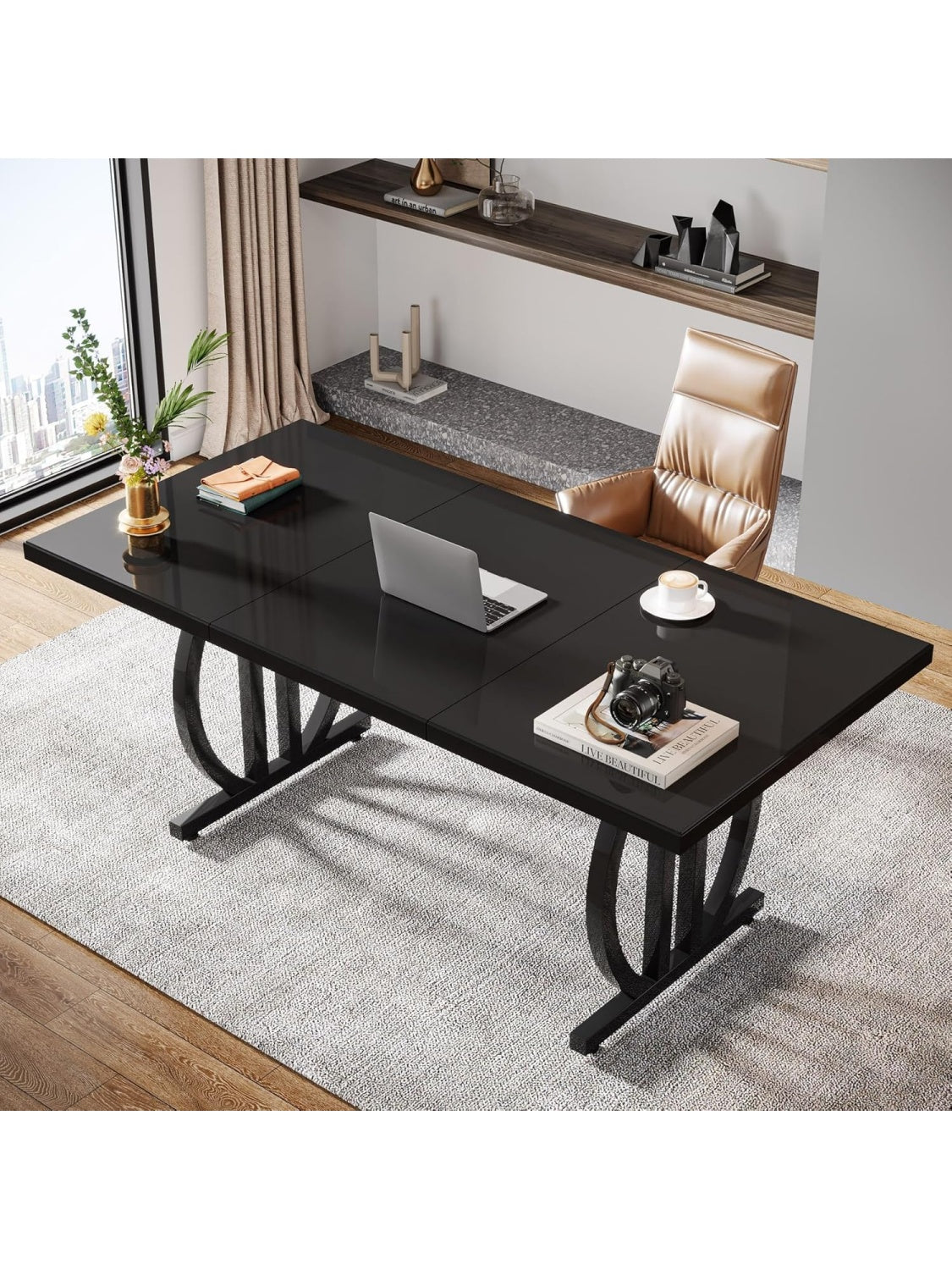 Moderner Computertisch 160 cm mit robustem Metallgestell