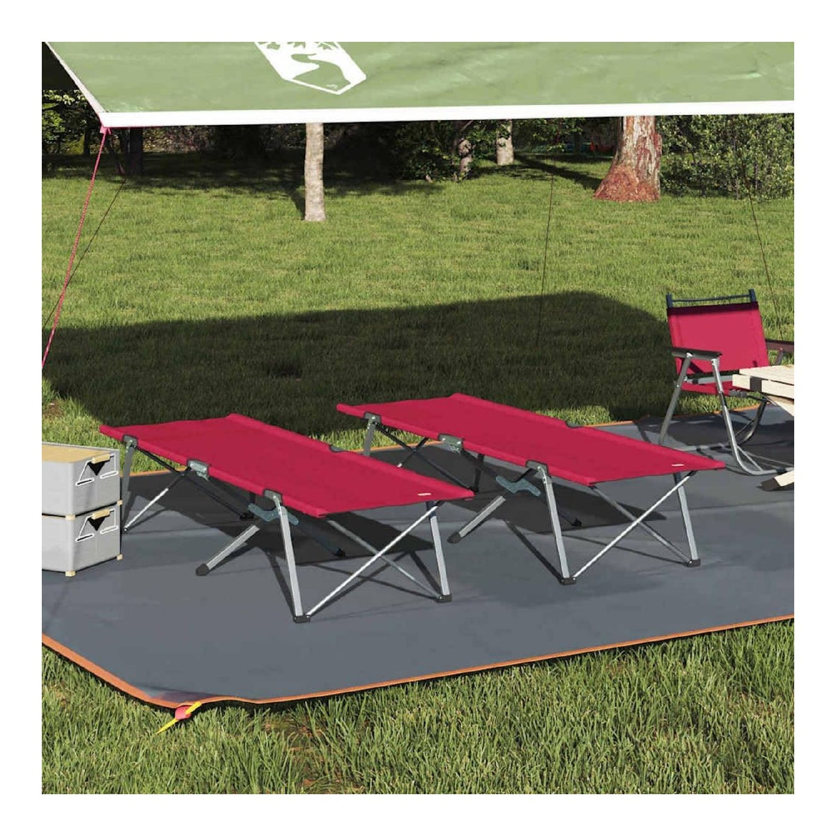 Klapp Schlafbett furs Camping 2 STK. Rot 194 x 62,5 x 42,5 cm,Camping & Wandern,13.46kg-42003124