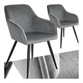 2er Set Esszimmer Stuhl, Esszimmerstuhle mit Sitzflache aus Samt, Armlehnstuhl, Sessel Wohnzimmer, gepolsterter Burostuhl, Schminktisch Stuhl, gemutlicher Kuchenstuhl - grau/schwarz