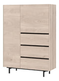 Germania Highboard 1149-627 GW-Cantoria, in Eiche/Schwarz, Zwei Turen und DREI Schubladen, 109 x 150 x 40 cm (BxHxT)
