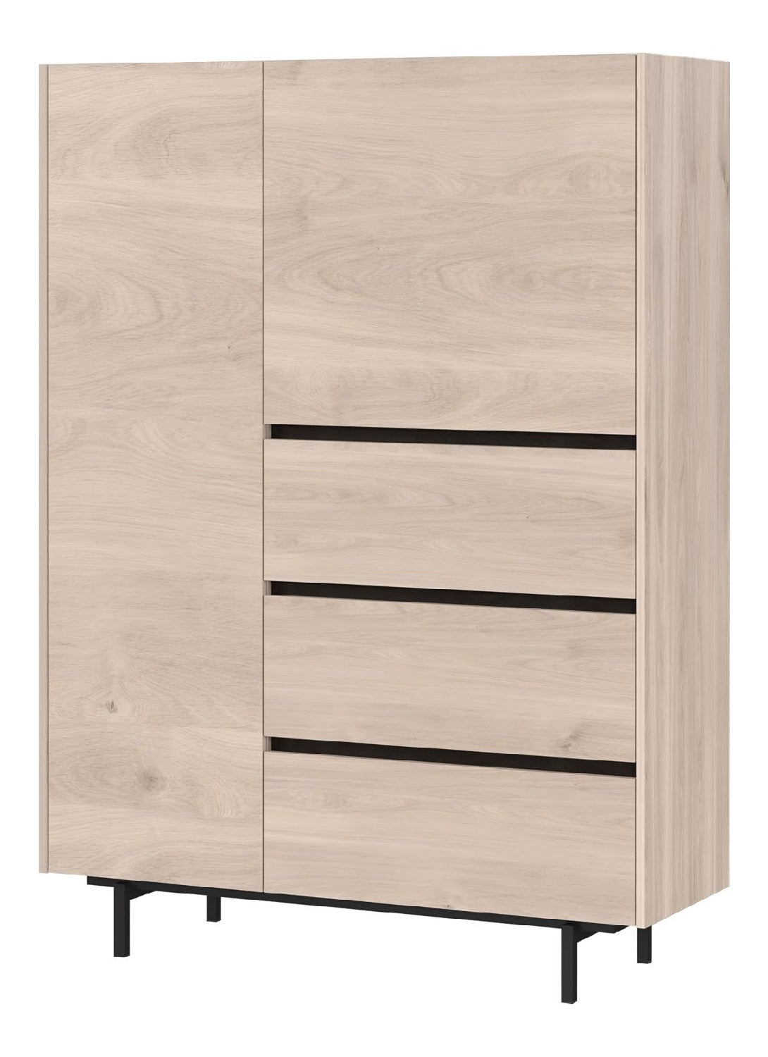 Germania Highboard 1149-627 GW-Cantoria, in Eiche/Schwarz, Zwei Turen und DREI Schubladen, 109 x 150 x 40 cm (BxHxT)