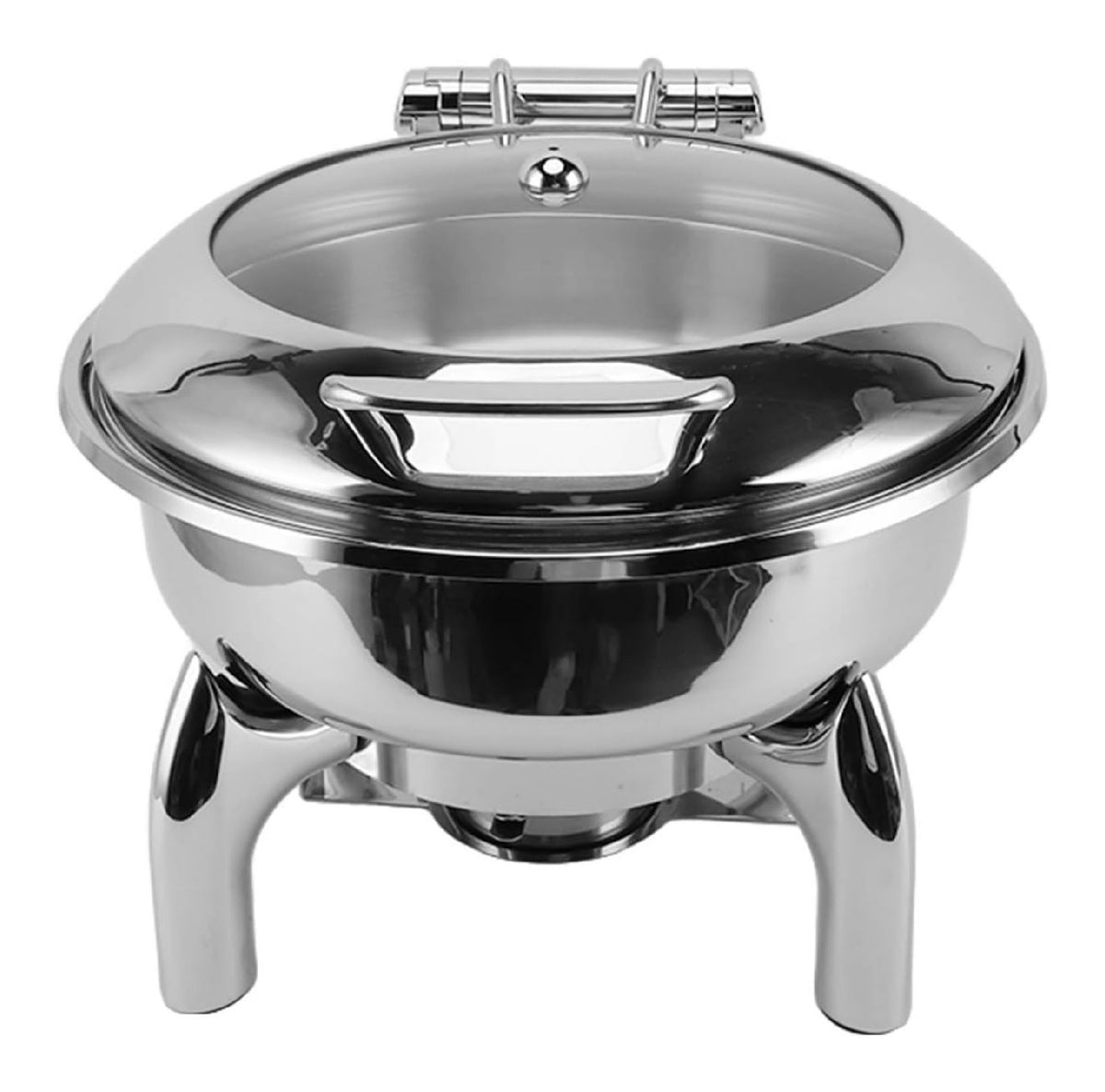 Pwshymi 4,5 L Rundes Chafing Dish-Buffet-Set aus Edelstahl fur Partys, Bankette und Catering-Aktivitaten mit Sichtbarem Glasdeckel