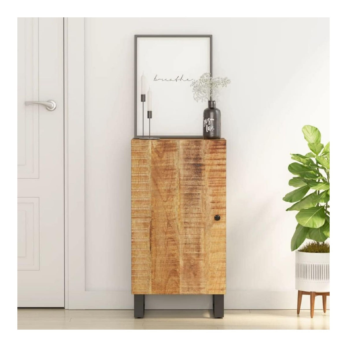 Sideboard, Schrank mit Tur, Kommode aus Mangoholz, braun