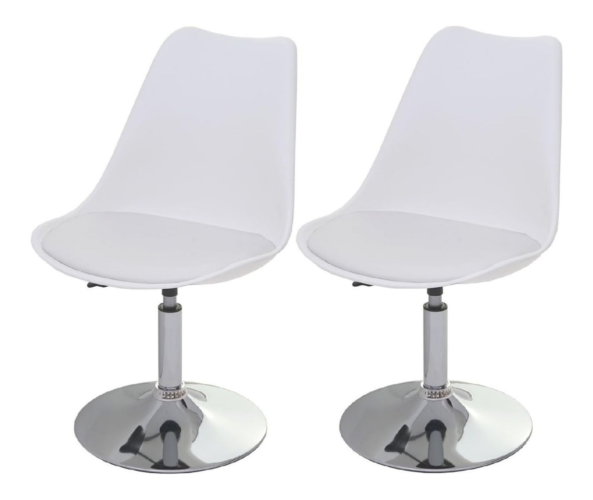 2er-Set Drehstuhl Malmo T501 Kunstleder - wei , Chromfu